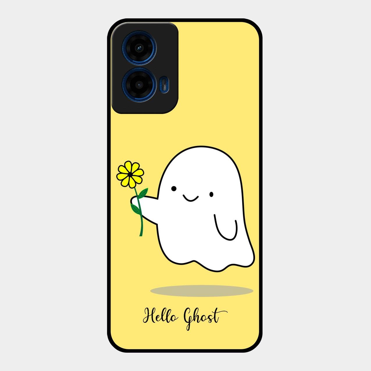 Ghost With Flower Glass Case Cover For Motorola G45 5G
