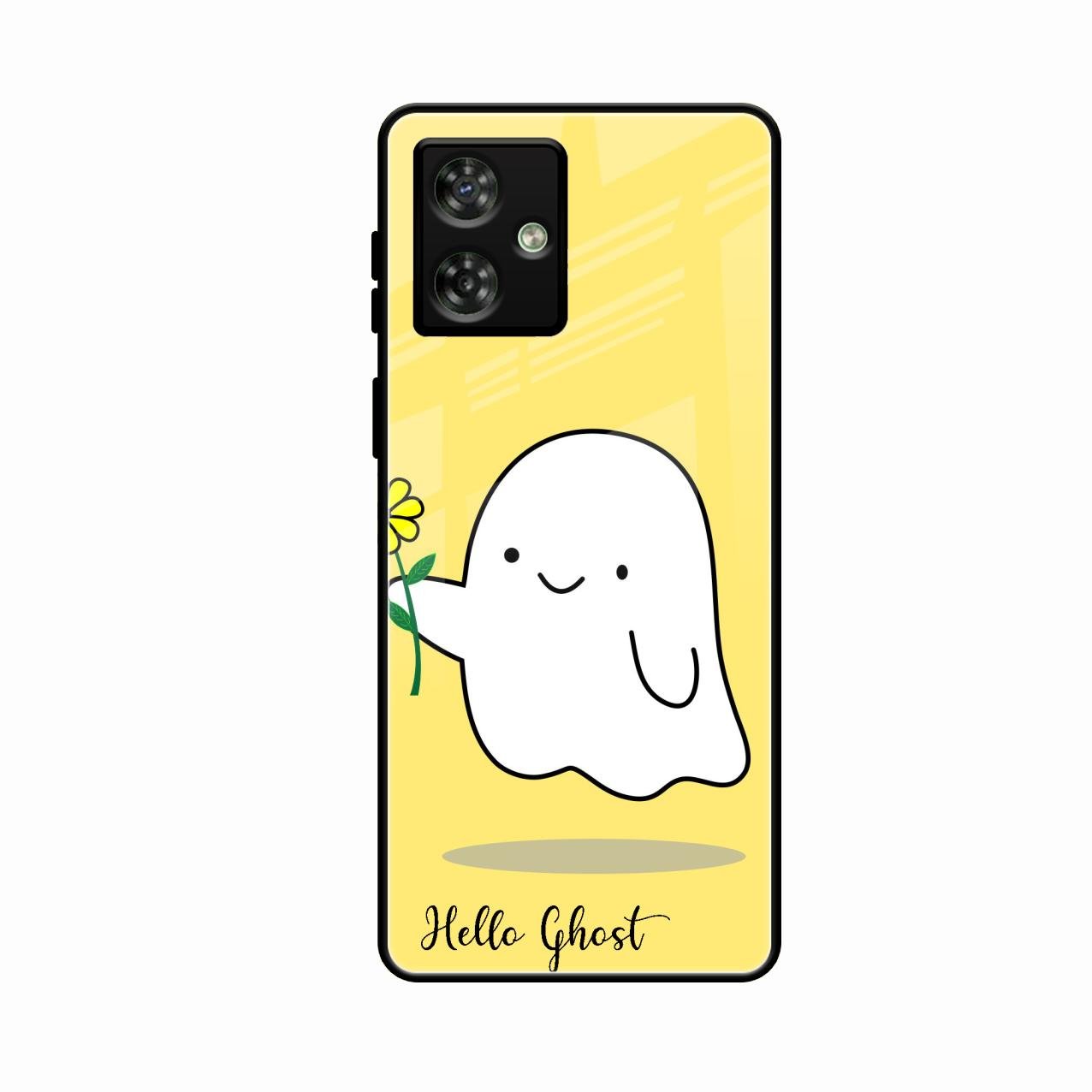 Ghost With Flower Glass Case Cover For Motorola G54 5G