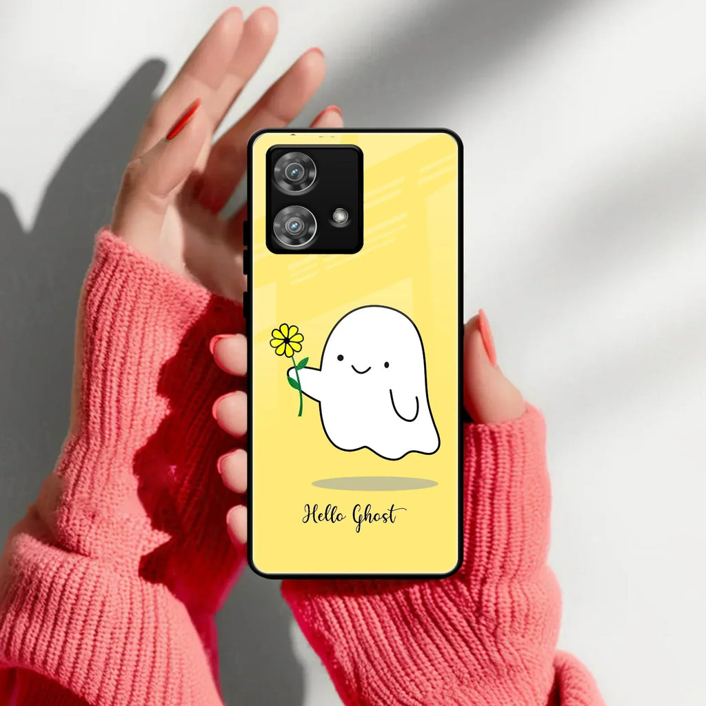 Ghost With Flower Glass Case Cover For Motorola - ShopOnCliQ