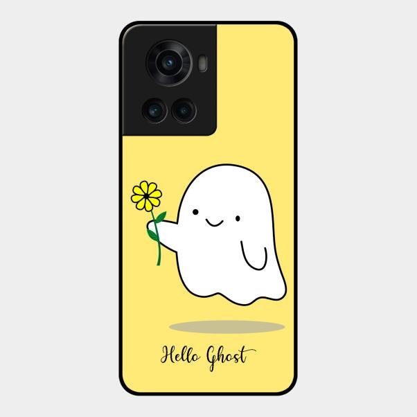 Ghost With Flower Glass Case Cover For Oneplus 10R 5G