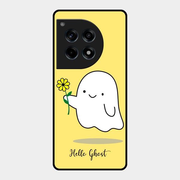 Ghost With Flower Glass Case Cover For Oneplus 12R 5G