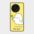 Ghost With Flower Glass Case Cover For Oneplus 13R 5G