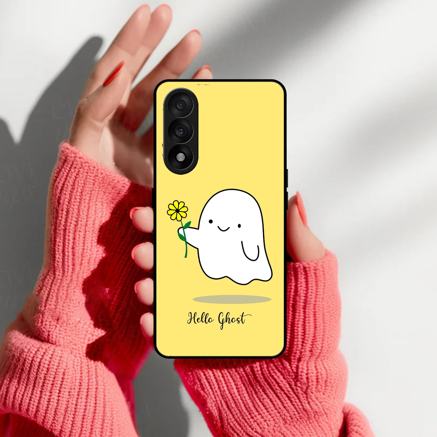 Ghost With Flower Glass Case Cover For OnePlus