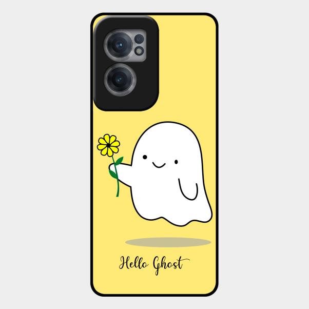 Ghost With Flower Glass Case Cover For Oneplus Nord Ce 2 5G