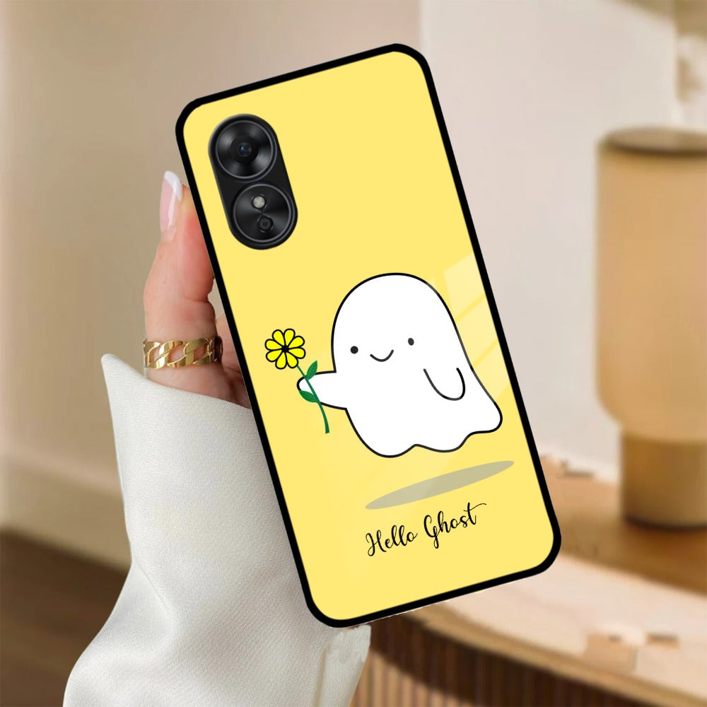 Ghost With Flower Glass Case Cover For Oppo