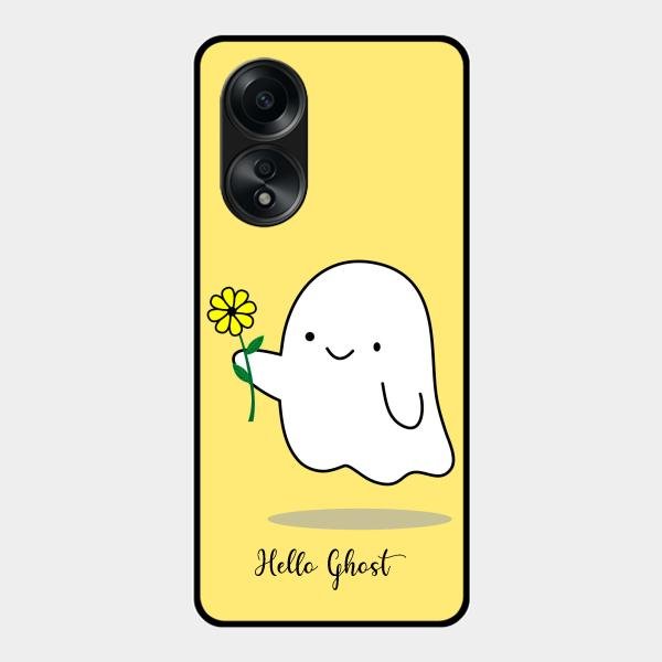 Ghost With Flower Glass Case Cover For Oppo A58