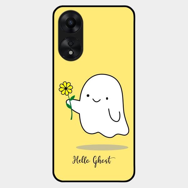 Ghost With Flower Glass Case Cover For Oppo A78 5G