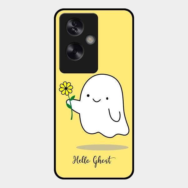 Ghost With Flower Glass Case Cover For Oppo A79 5G
