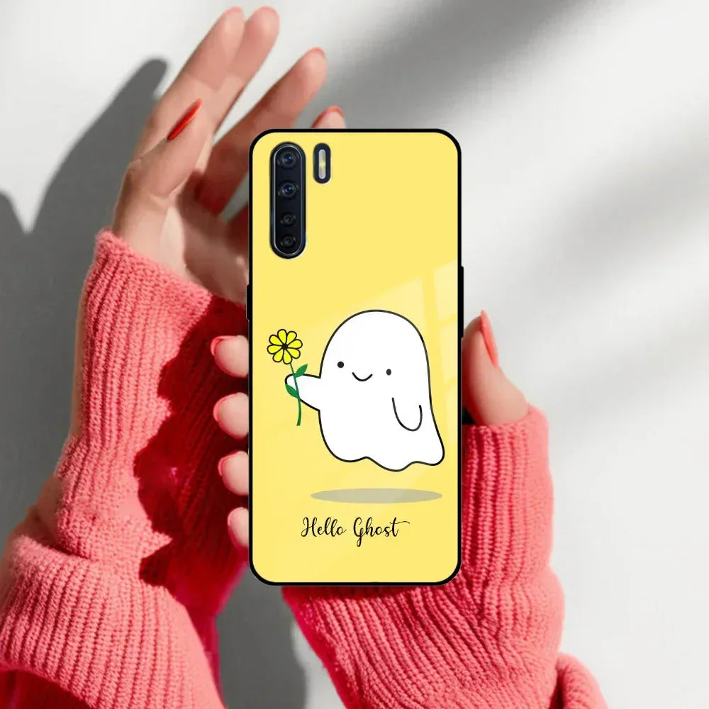 Ghost With Flower Glass Case Cover For Oppo - ShopOnCliQ
