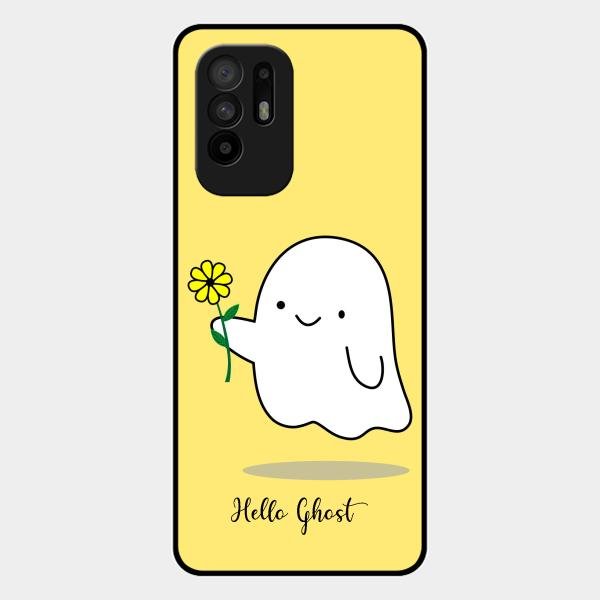 Ghost With Flower Glass Case Cover For Oppo F19 Pro Plus 5G