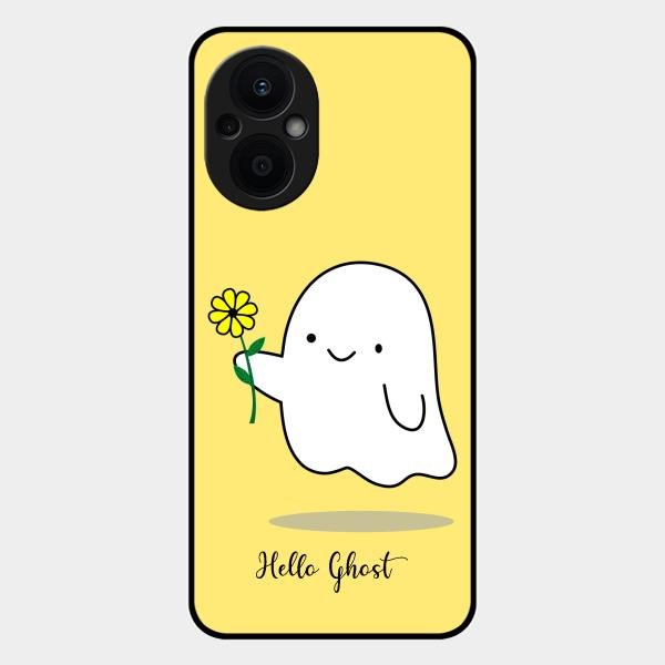 Ghost With Flower Glass Case Cover For Oppo F21S Pro 5G