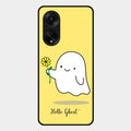 Ghost With Flower Glass Case Cover For Oppo F23 5G