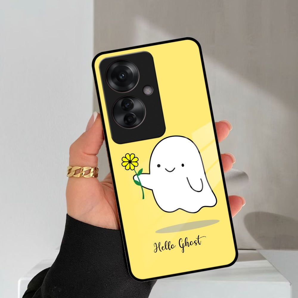 Ghost With Flower Glass Case Cover For Oppo