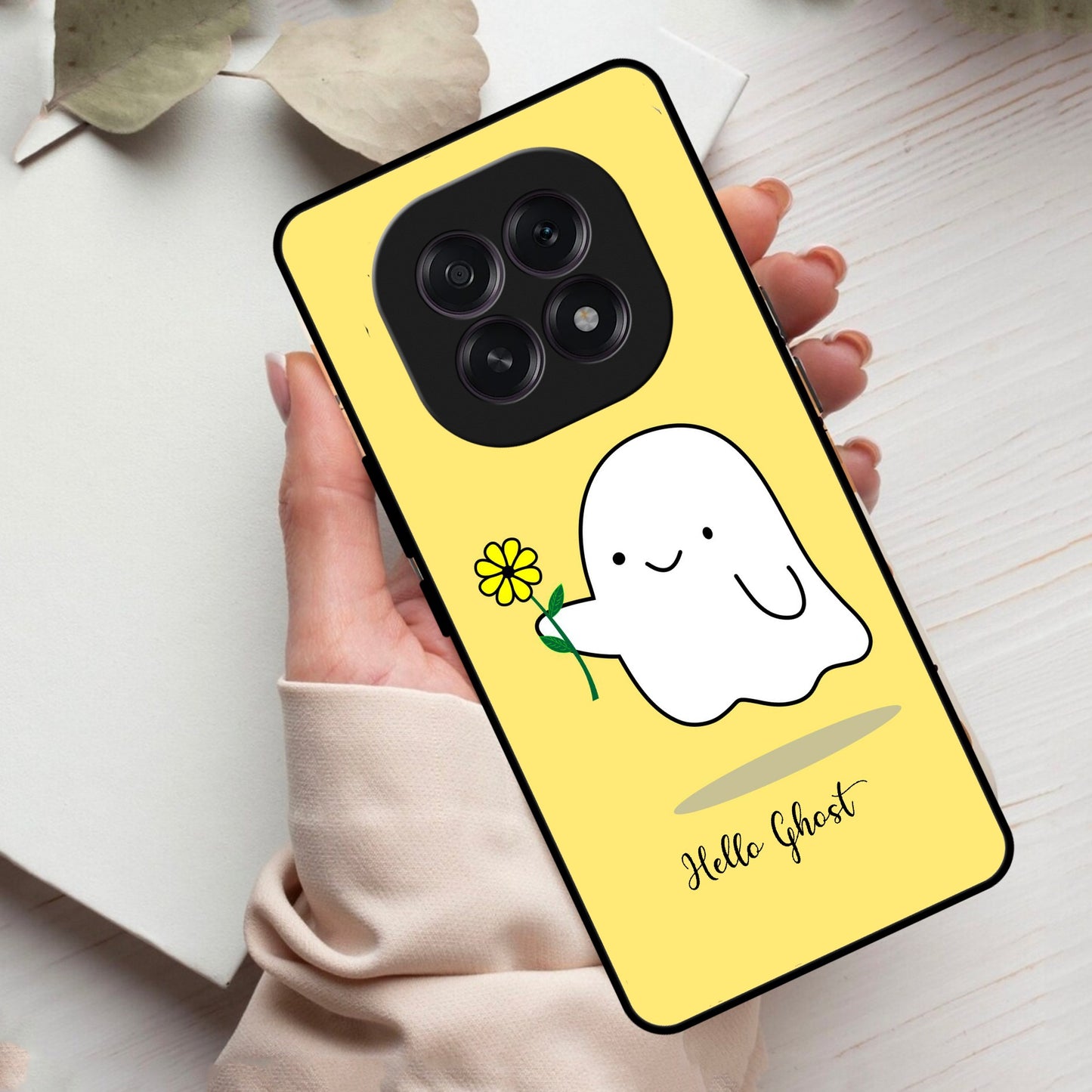 Ghost With Flower Glass Case Cover For Oppo