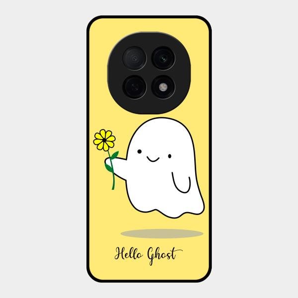 Ghost With Flower Glass Case Cover For Oppo F29 Pro 5G