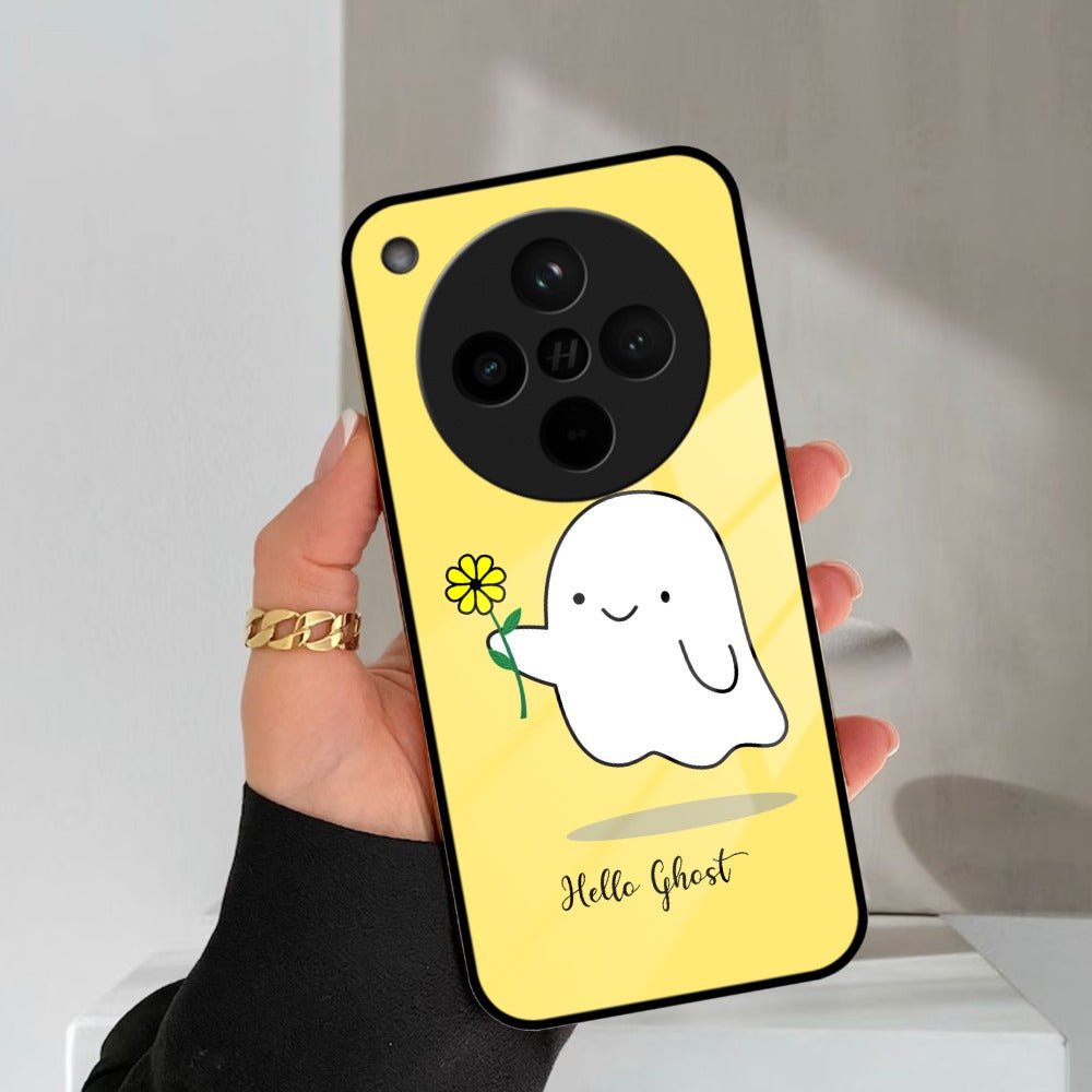 Ghost With Flower Glass Case Cover For Oppo