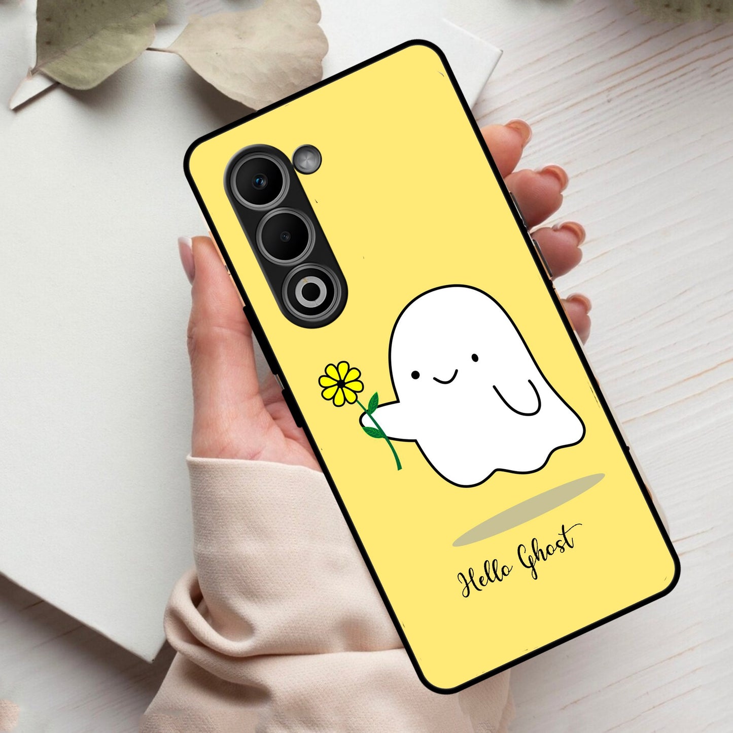 Ghost With Flower Glass Case Cover For Oppo