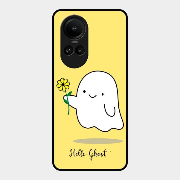 Ghost With Flower Glass Case Cover For Oppo Reno 10 Pro 5G