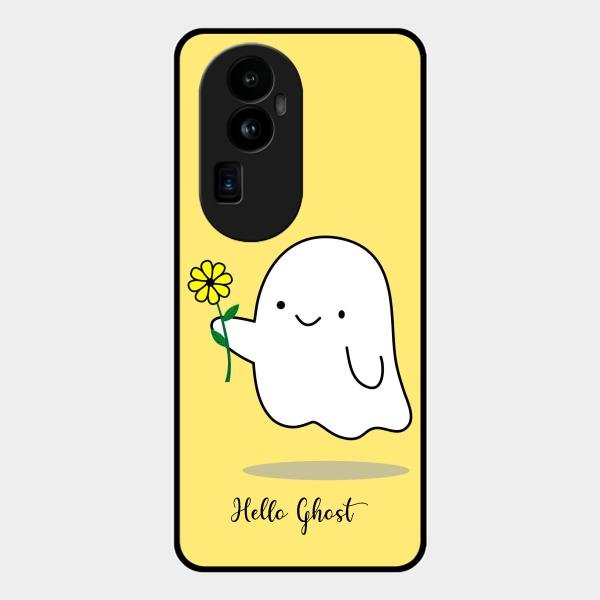 Ghost With Flower Glass Case Cover For Oppo Reno 10 Pro Plus 5G