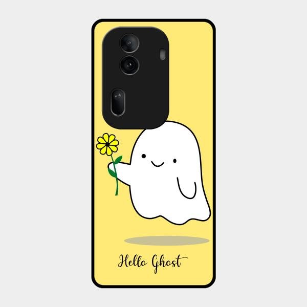 Ghost With Flower Glass Case Cover For Oppo Reno 11 Pro 5G