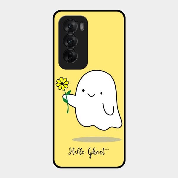 Ghost With Flower Glass Case Cover For Oppo Reno 12 5G