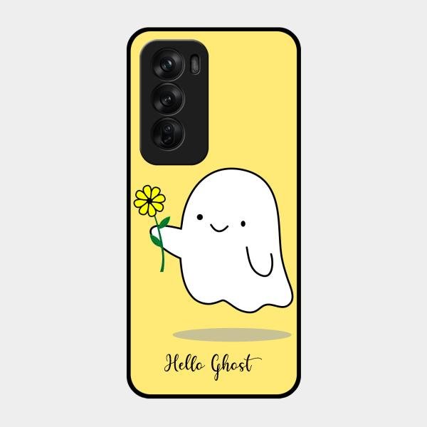Ghost With Flower Glass Case Cover For Oppo Reno 12 Pro 5G