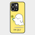 Ghost With Flower Glass Case Cover For Oppo Reno 14 Pro 5G