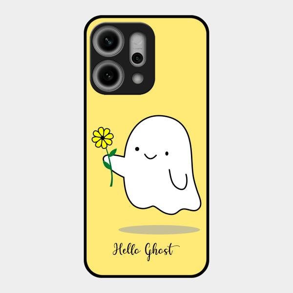 Ghost With Flower Glass Case Cover For Oppo Reno 14 Pro 5G