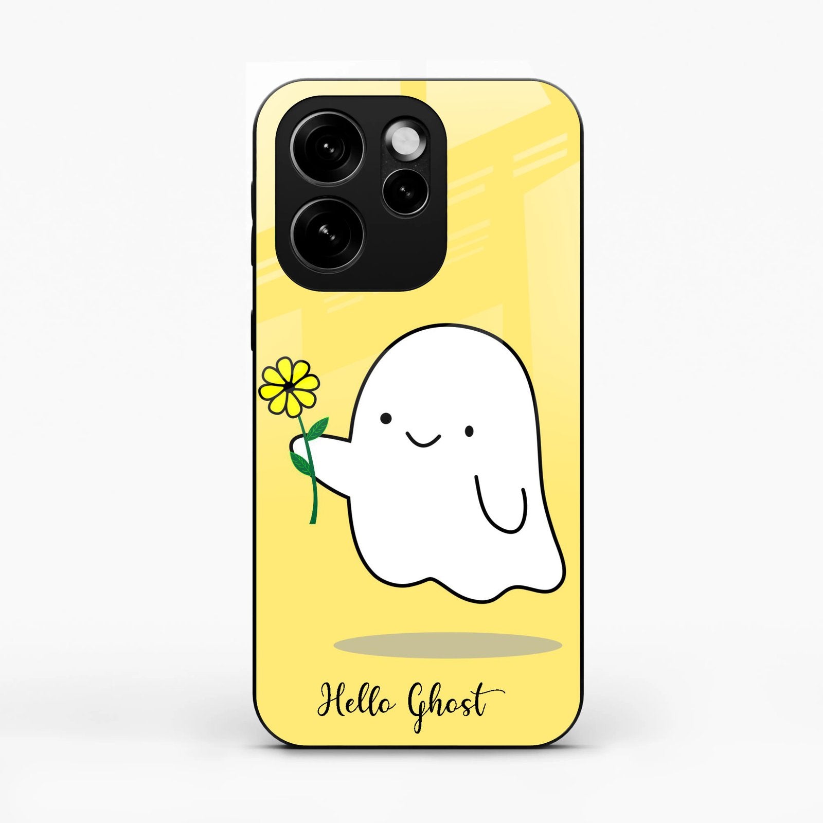 Ghost With Flower Glass Case Cover For Oppo Reno 15C 5G