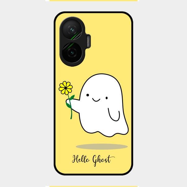 Ghost With Flower Glass Case Cover For Poco F7 5G