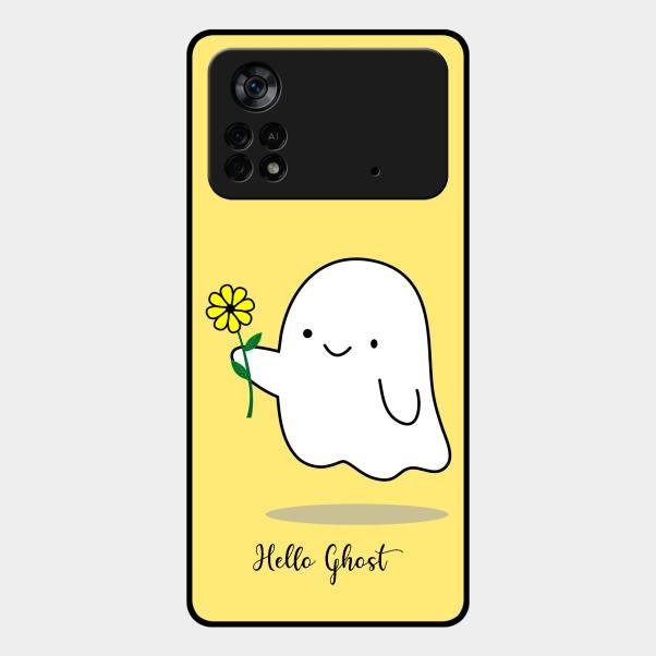 Ghost With Flower Glass Case Cover For Poco X4 Pro 5G
