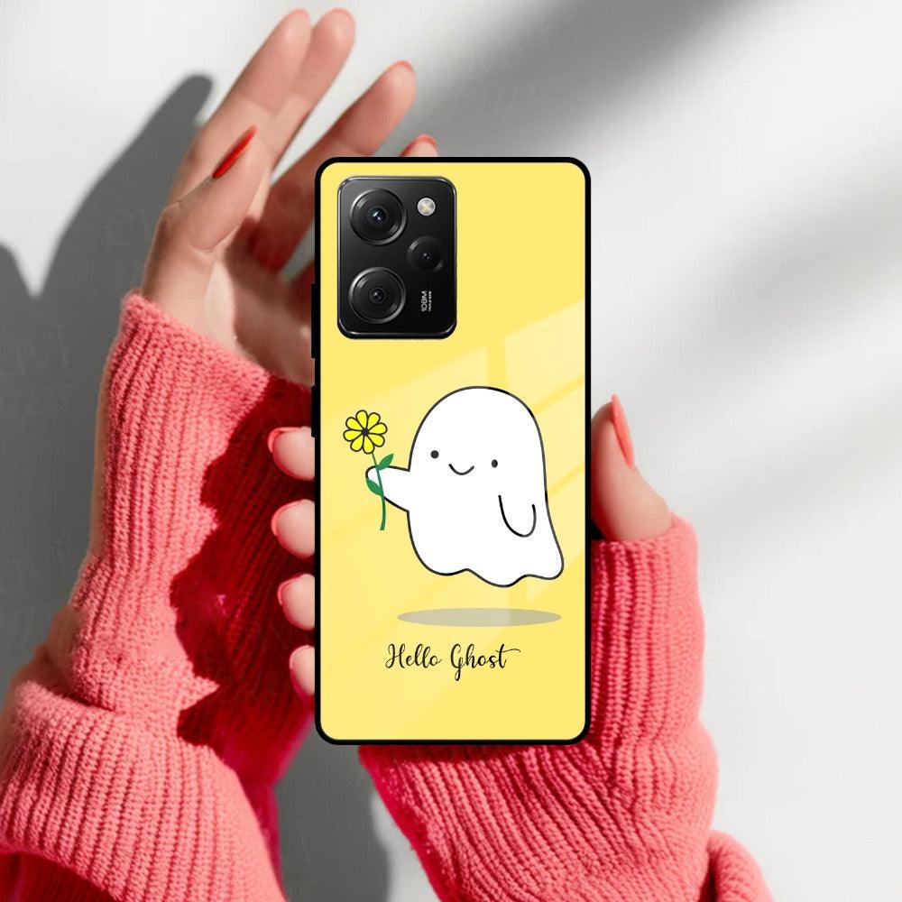 Ghost With Flower Glass Case Cover For Poco