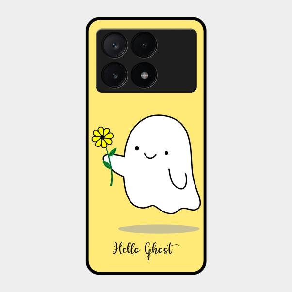 Ghost With Flower Glass Case Cover For Poco X6 Pro 5G