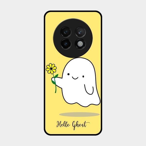 Ghost With Flower Glass Case Cover For Realme 13 Plus 5G