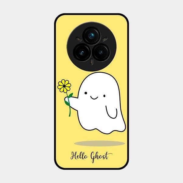 Ghost With Flower Glass Case Cover For Realme 14 Pro 5G