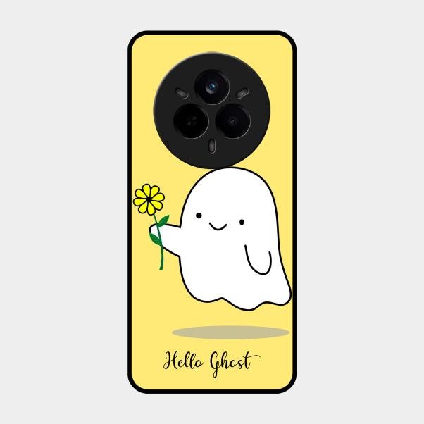 Ghost With Flower Glass Case Cover For Realme 14 Pro Plus 5G