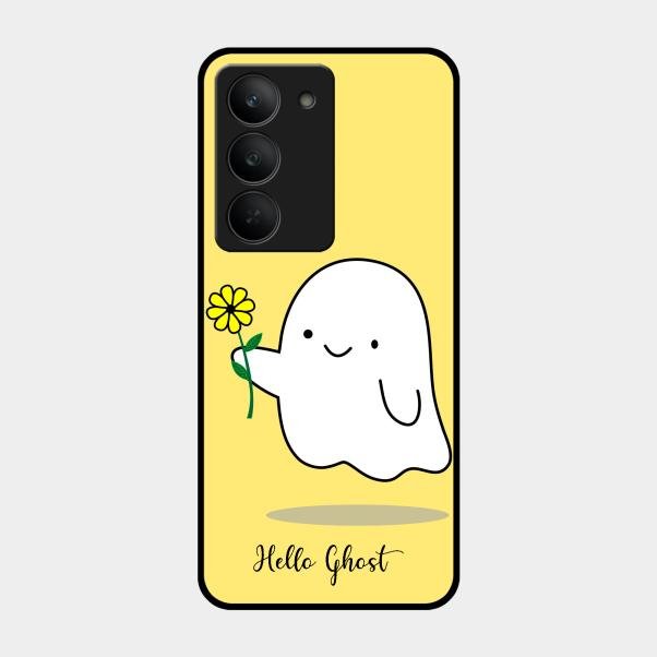 Ghost With Flower Glass Case Cover For Realme 14X 5G