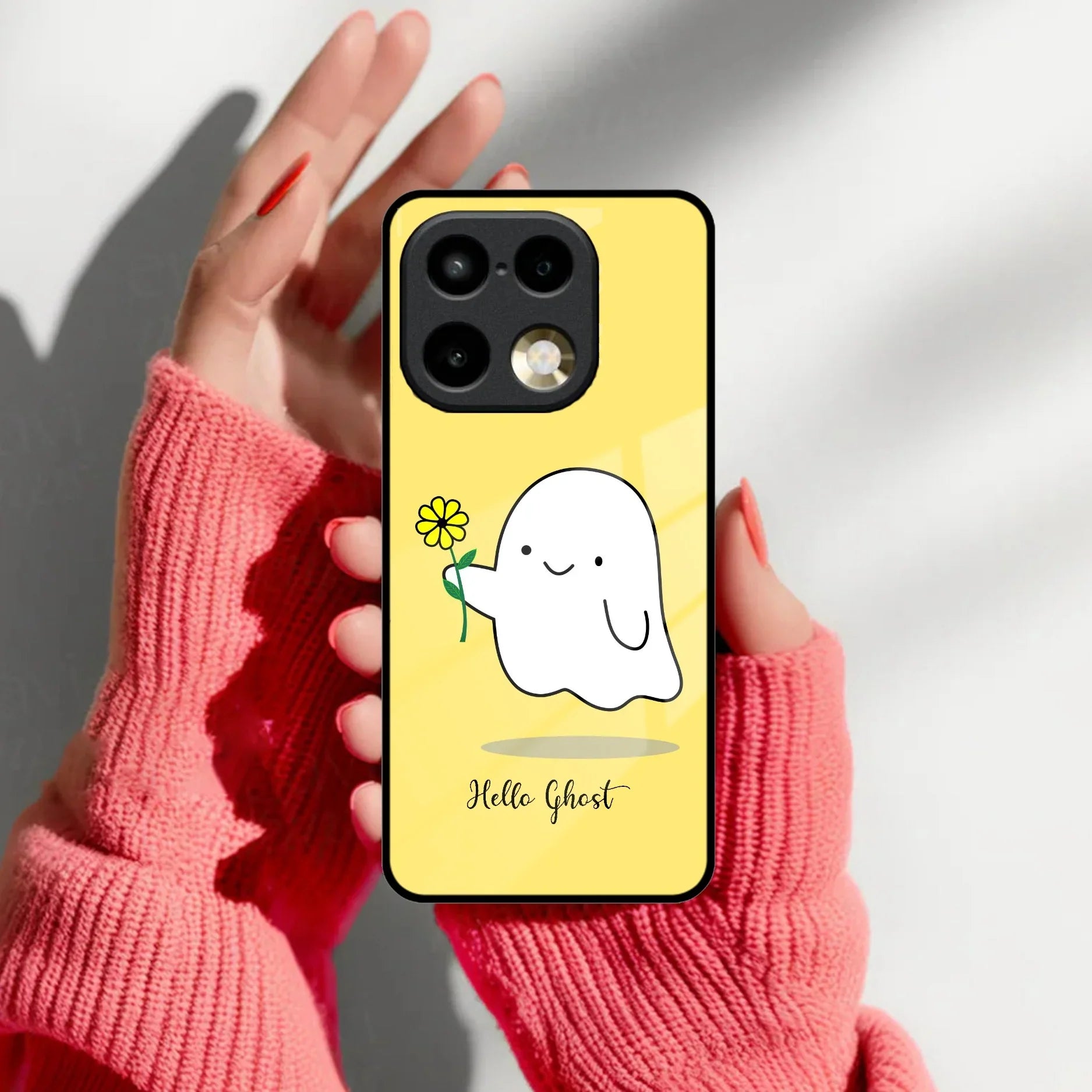 Ghost With Flower Glass Case Cover For Realme 16 Pro Plus 5G