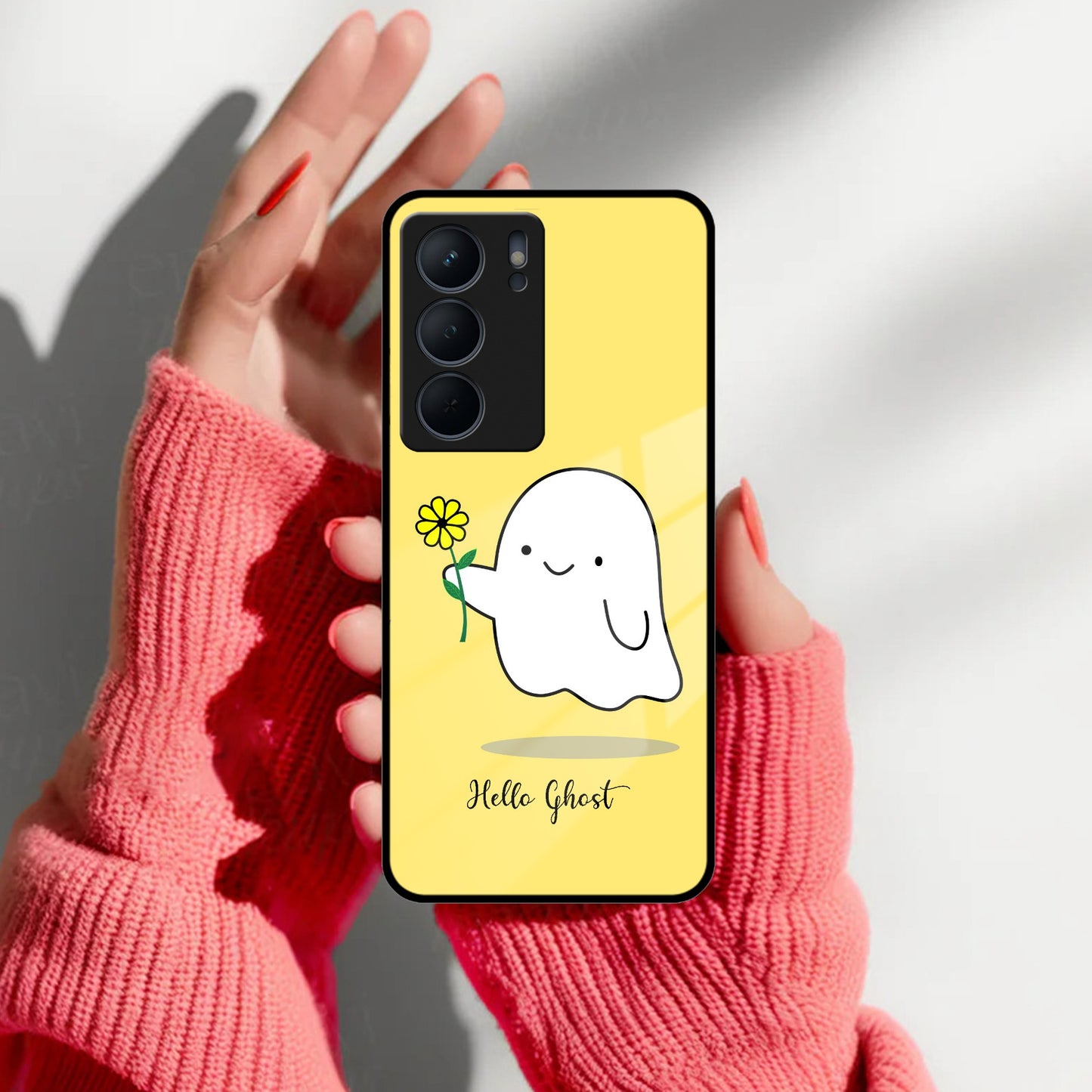 Ghost With Flower Glass Case Cover For Realme/Narzo