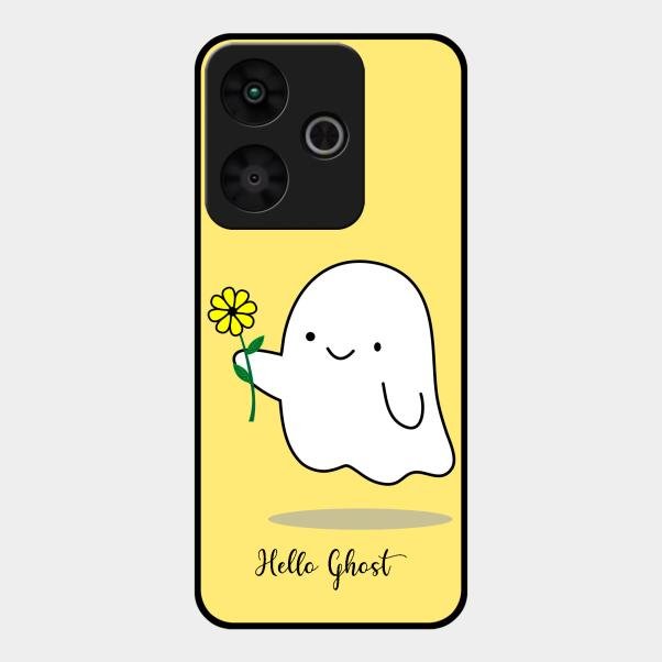 Ghost With Flower Glass Case Cover For Redmi 13 5G