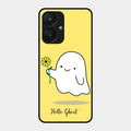 Ghost With Flower Glass Case Cover For Redmi 13C 5G