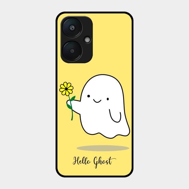 Ghost With Flower Glass Case Cover For Redmi 13C 5G
