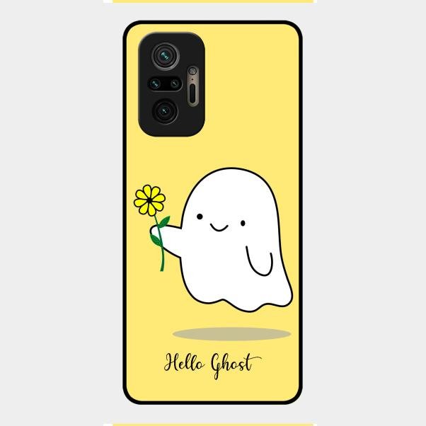 Ghost With Flower Glass Case Cover For Redmi Note 10 Pro