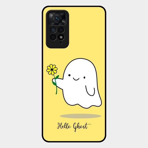 Ghost With Flower Glass Case Cover For Redmi Note 11 Pro 5G
