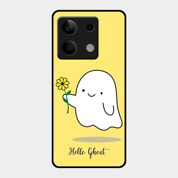 Ghost With Flower Glass Case Cover For Redmi Note 13 5G