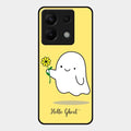 Ghost With Flower Glass Case Cover For Redmi Note 13 Pro 5G