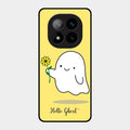 Ghost With Flower Glass Case Cover For Redmi Note 14 Pro Plus 5G