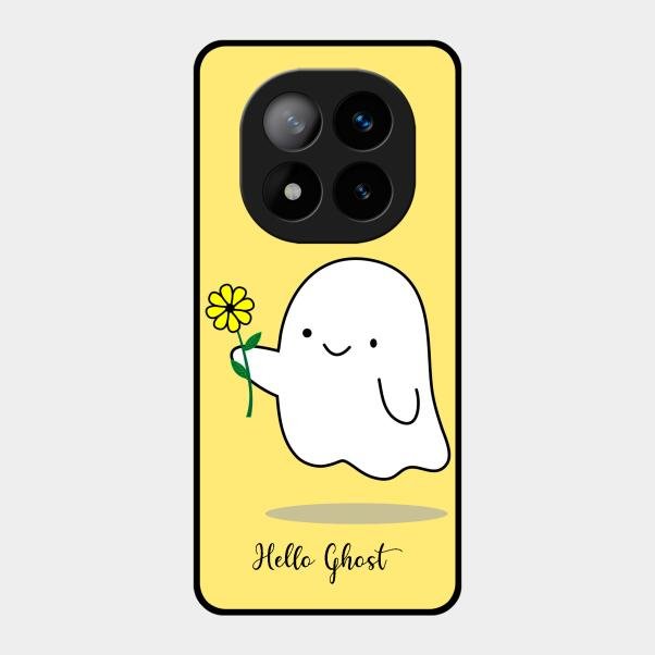 Ghost With Flower Glass Case Cover For Redmi Note 14 Pro Plus 5G