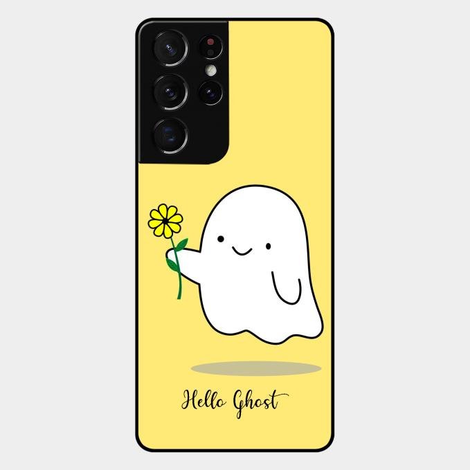 Ghost With Flower Glass Case Cover For Samsung Galaxy S21 Ultra