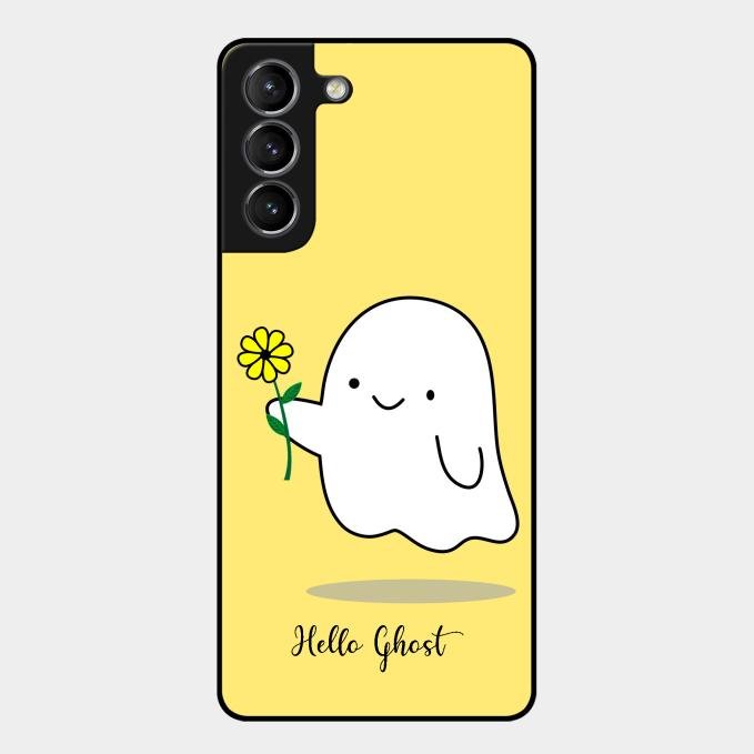 Ghost With Flower Glass Case Cover For Samsung Galaxy S21